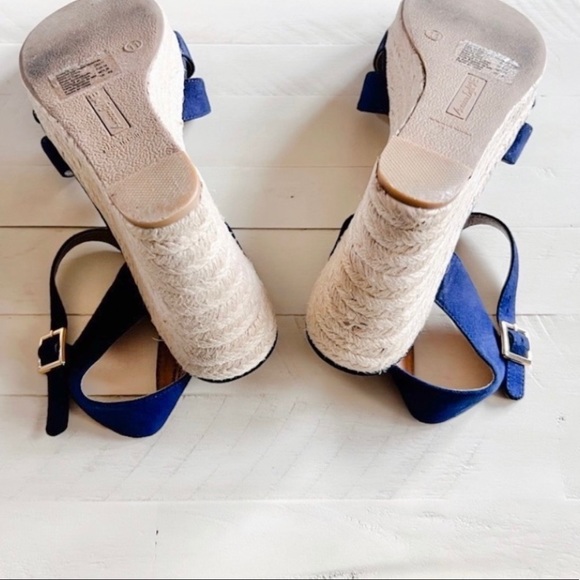 SOLD American Eagle 11 Navy Blue Espadrille Wedge Sandals - Picture 4 of 14